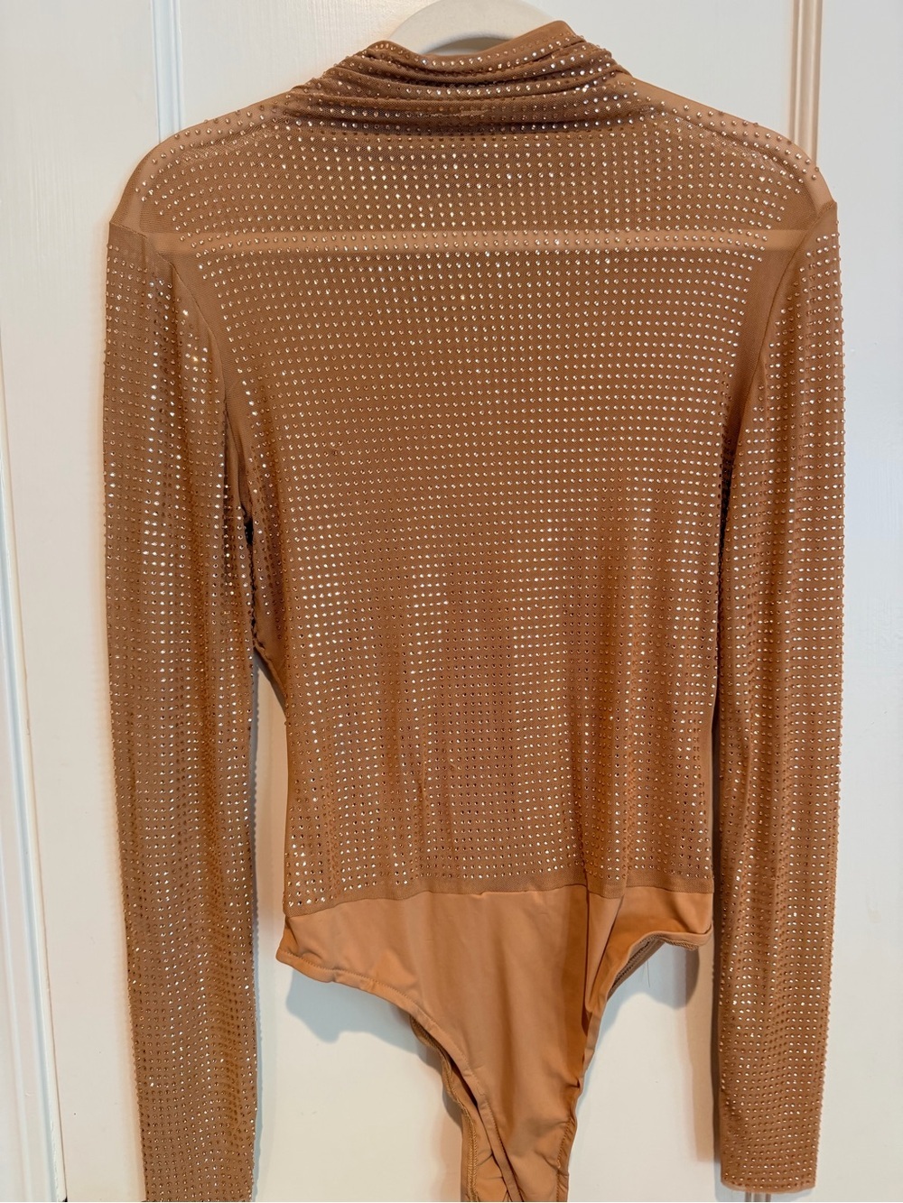 GREY LAB Rhinestone Mesh Bodysuit - Camel/Tan